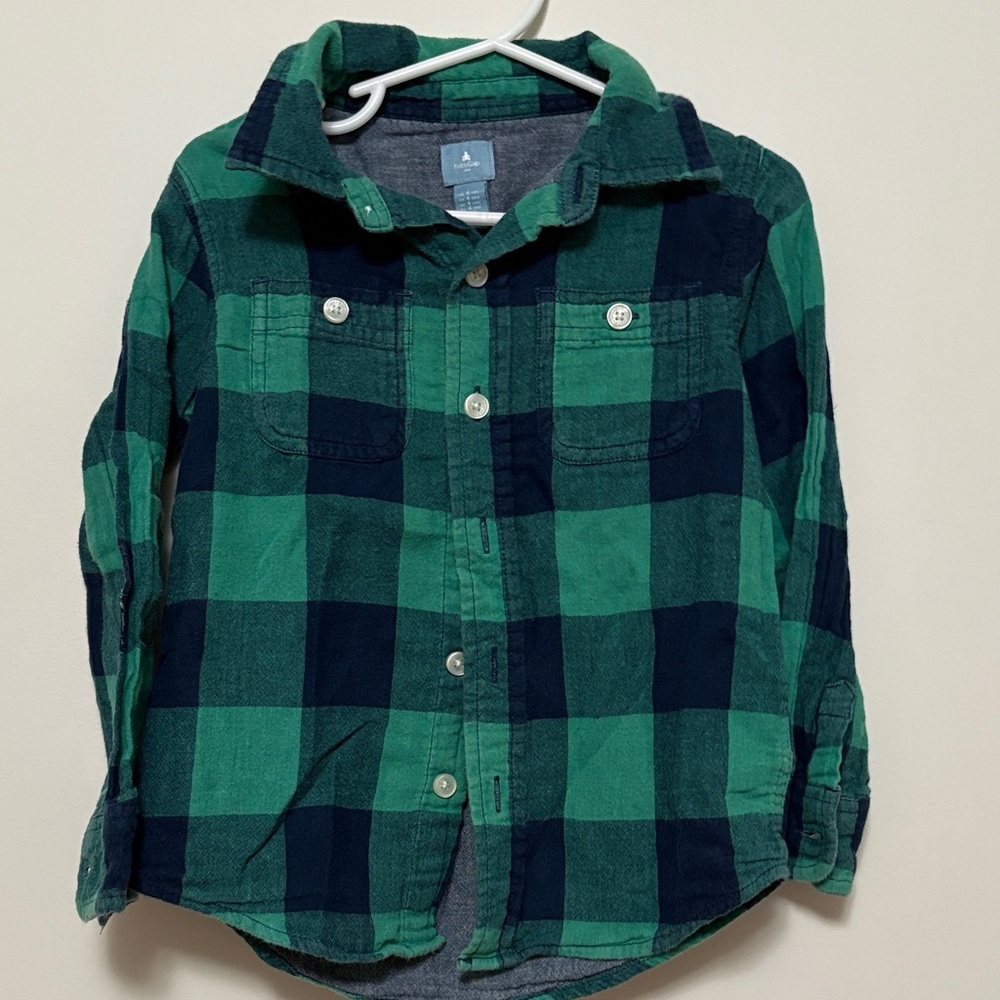 GAP Kids Green and Blue Checkered Button Down Shirt